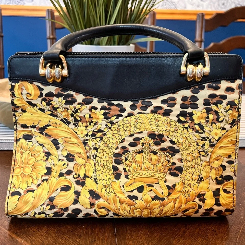 Gianni Versace Black and Gold Baroque Satchel With Dust Bag - Picture 8 of 15